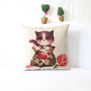 Cartoon Playing Cat Home Cushion Pillow Cases
