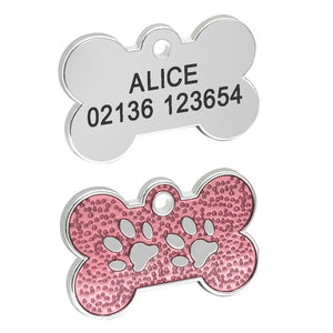 Personalized Pet ID Tag with Engraving - Bone Grained