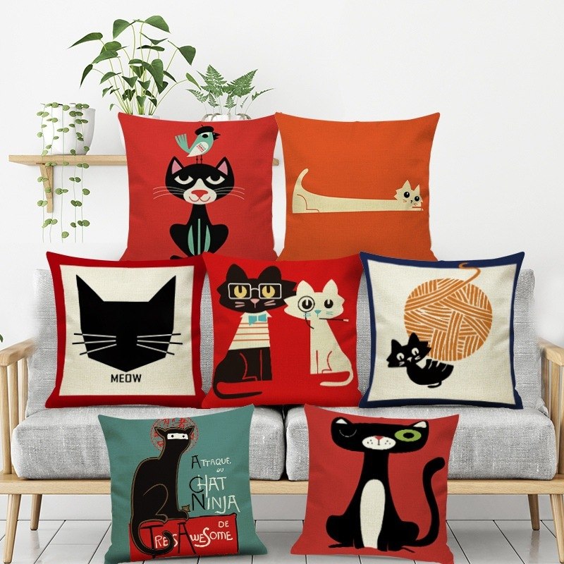Artsy Cat Home Cushion Pillow Cases