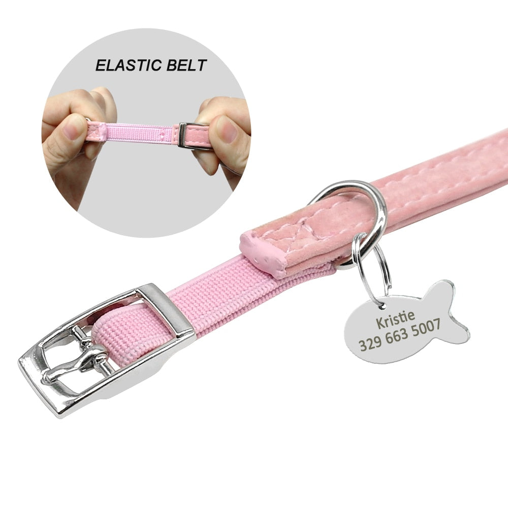 Bowknot Pet Collar with Bell and Personalized Metal ID Tag Engraving