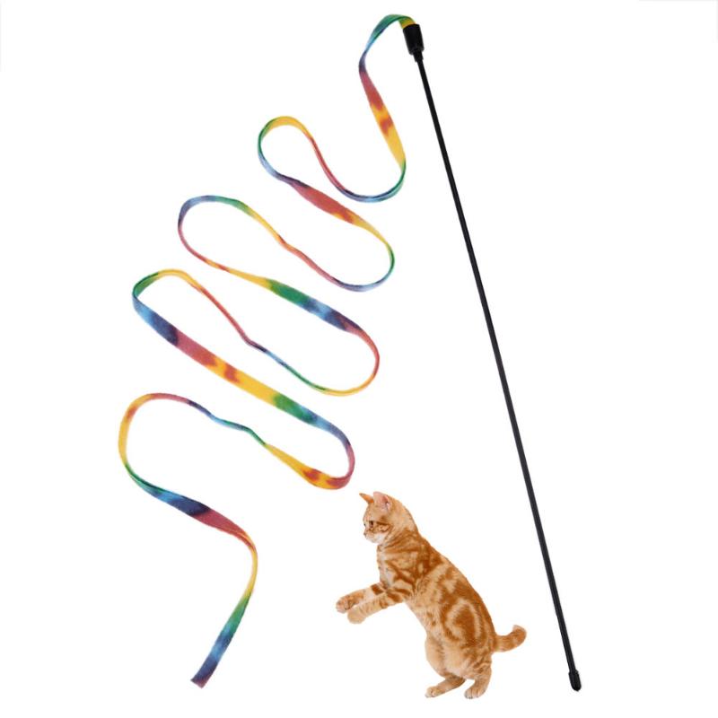 Rainbow Color Band Cat Teaser Rod