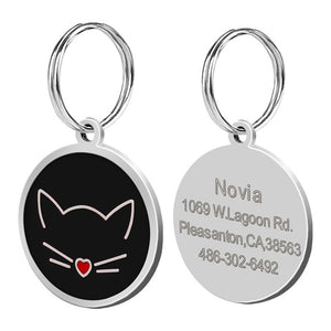 Personalized Pet ID Tag with Engraving - Round Cat