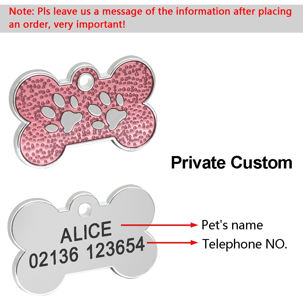 Personalized Pet ID Tag with Engraving - Bone Grained