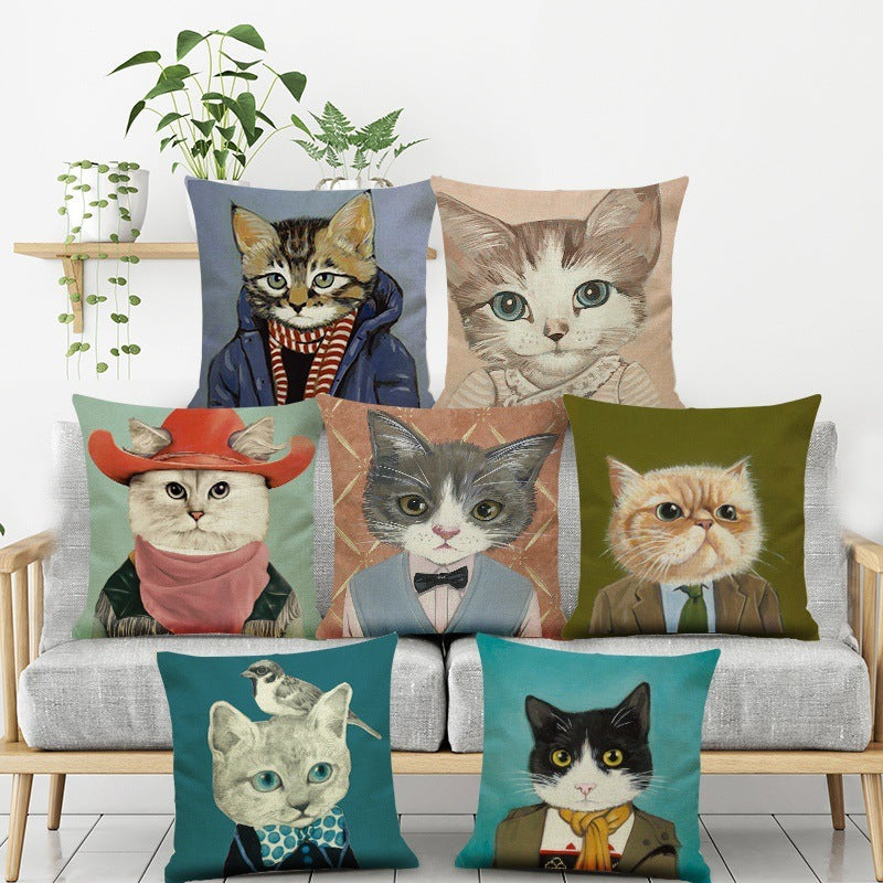 Cat Family Portrait Home Cushion Pillow Cases