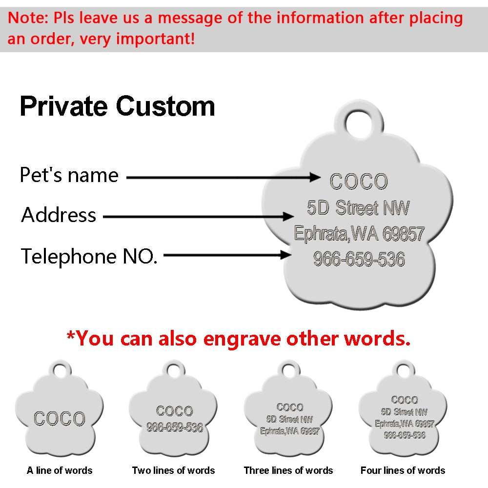 Personalized Pet ID Tag with Engraving - Paw Glitter