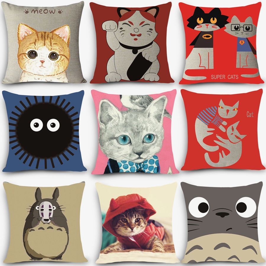 Popular Cartoon Cats Home Cushion Pillow Cases